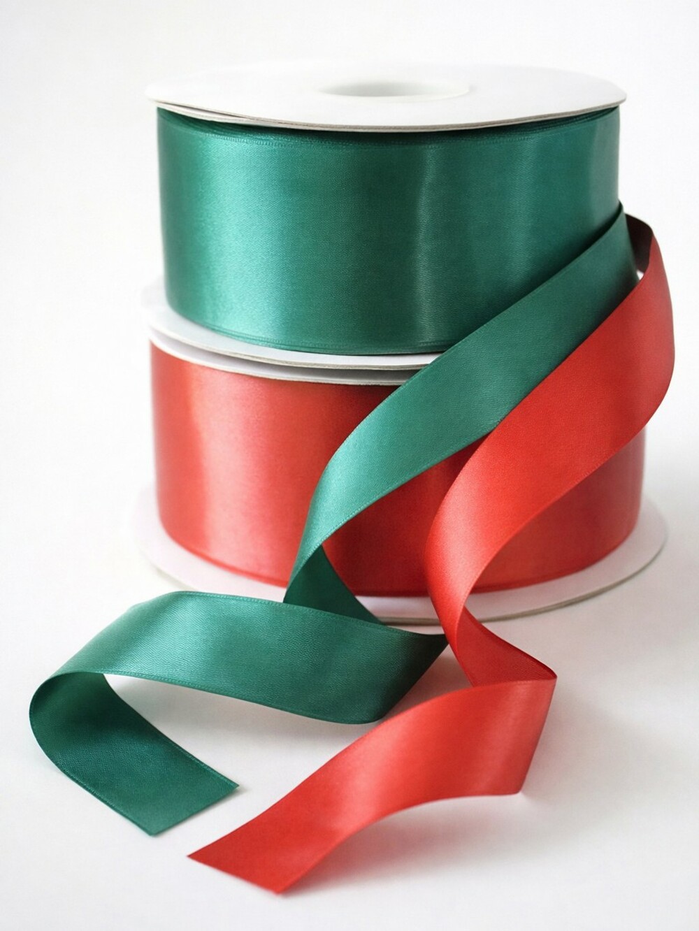 Red & Green Satin Ribbon Bundle • 100yd Each • Holiday Crafts Decor • Mega Rolls